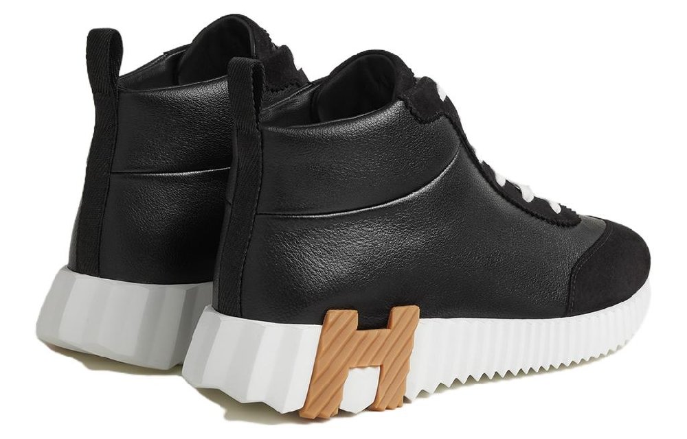 HERMES High Top Casual Shoes Women's Black White