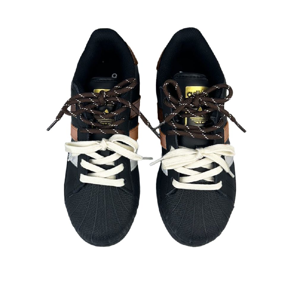 Adidas Originals SUPERSTAR XLG Anti-Slip Wear-Resistant Low-Top Skateboard Shoes Unisex Black Brown