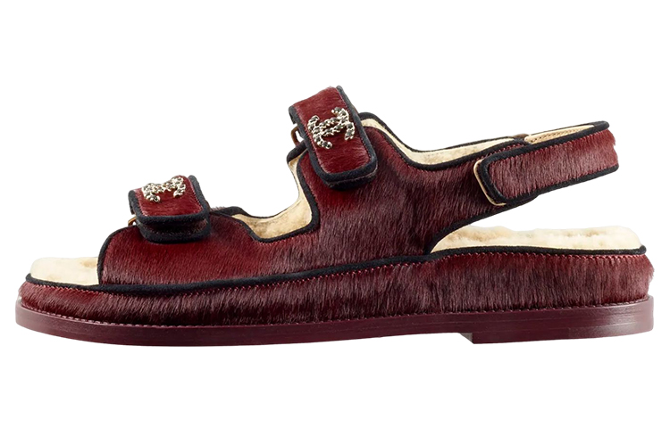 CHANEL Stylish Sandal Women's Burgundy