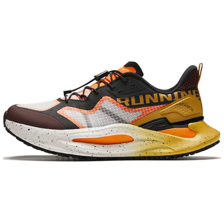 Anta Slip-Resistant Cushioning Low-Top Running Shoes Men's White Black Orange