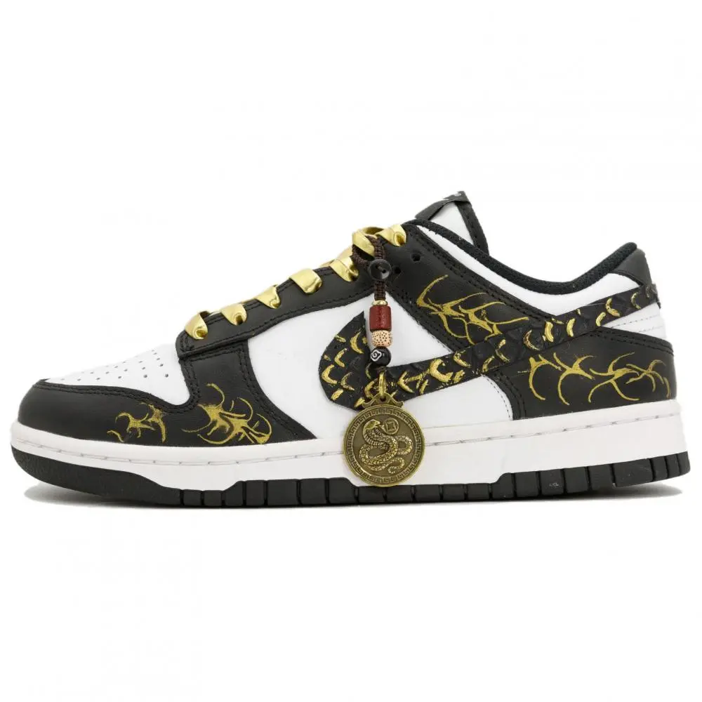 Nike Dunk Golden Night Walk Abrasion Resistant Low top Skateboard Shoes Unisex Black