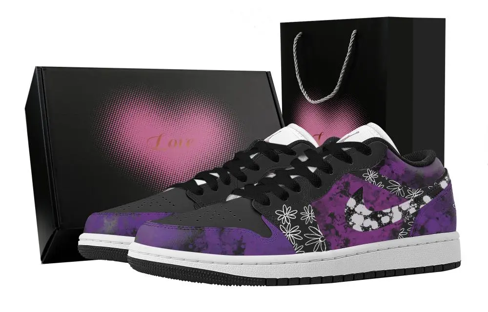 Jordan Air Jordan 1 Comet Star, Heart Box Abrasion Resistant Low top Vintage Basketball Shoes Women's Purple
