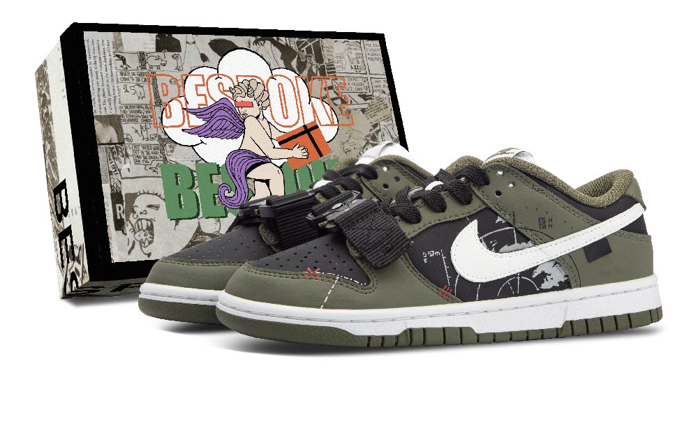 Nike Dunk Slip-Resistant Low-Top Skateboard Shoes Women's Army Green