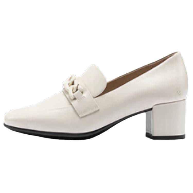Ecco Chunky Heel High Heels 6.5cm Women's White