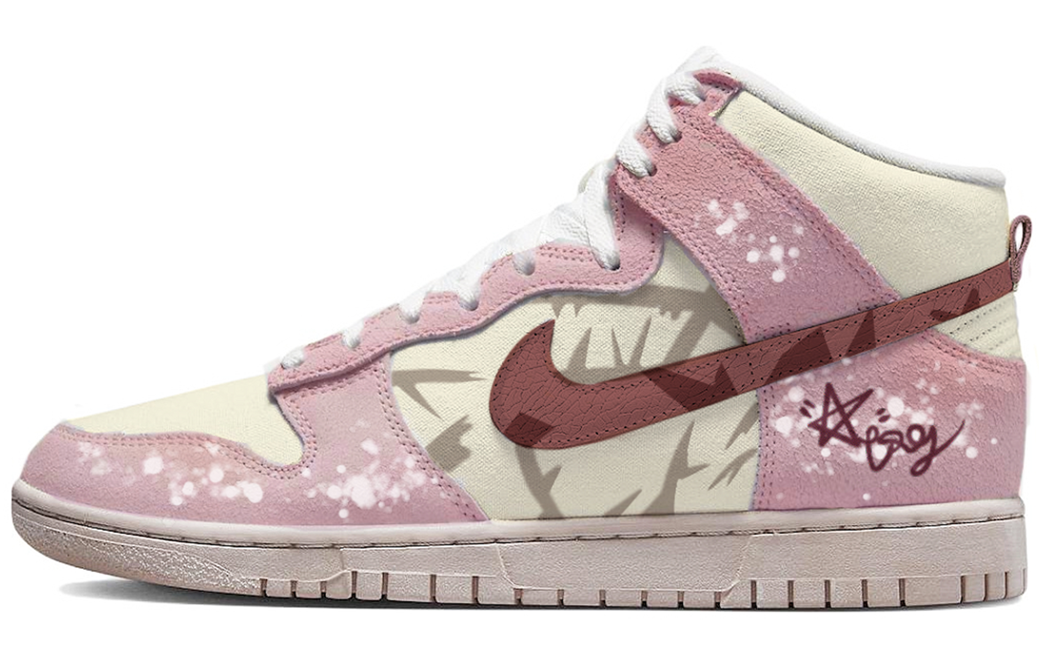 Nike Dunk High High-Top Skateboard Shoes Men's Pink White