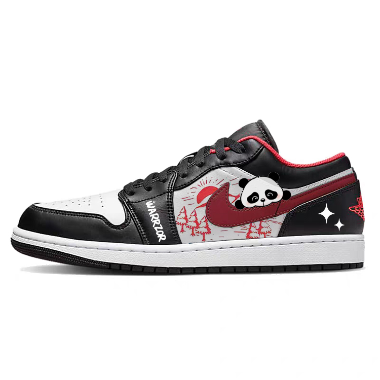 Jordan Air Jordan 1 Sunrise, Cute Bear Cat Cushioning, Wear Resistant Low Top Vintage Basketball Shoes Men's Black Red