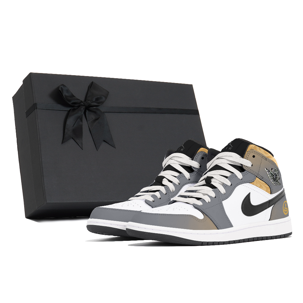 Jordan Air Jordan 1 Dust, Concealed Shadows, Box Abrasion Resistant Mid Top Vintage Basketball Shoes Men's Gray