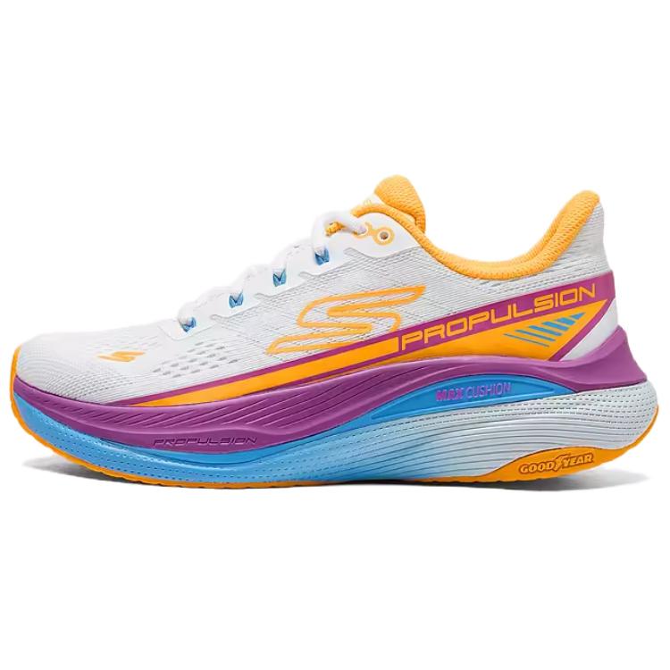 Skechers WOMEN'S GO Series Cushioning Breathable Coverage Support Low-Top Casual Running Shoes Women's White Orange