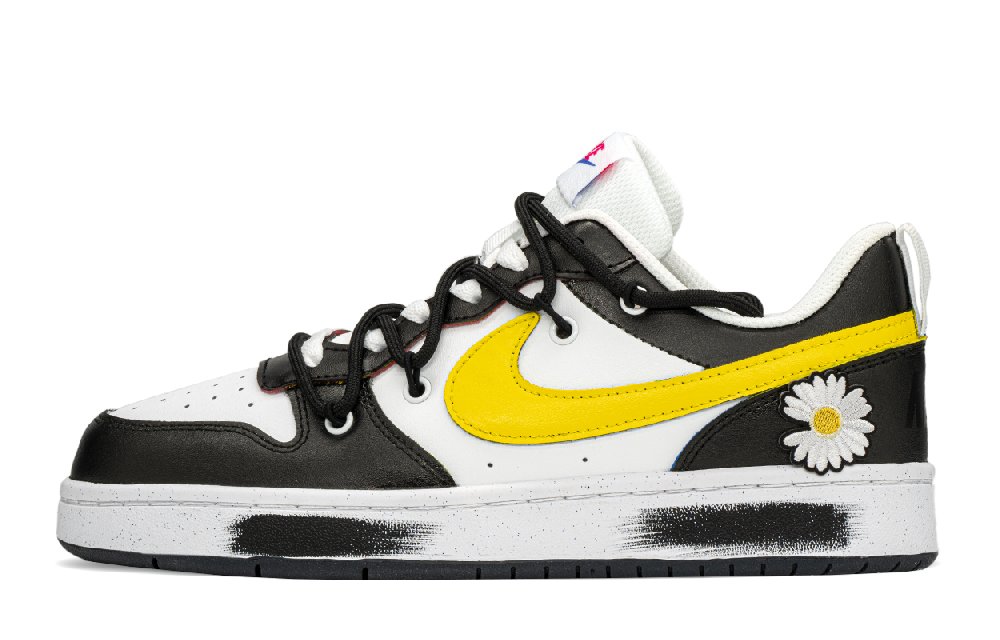 Nike Court Borough Low Top Skateboard Shoes GS Black Yellow