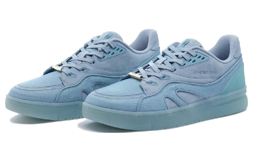 LI-NING 1990 Anti-Slip And Wear-Resistant Lightweight Low-Top Skateboard Shoes Men's Forget-Me-Not Blue