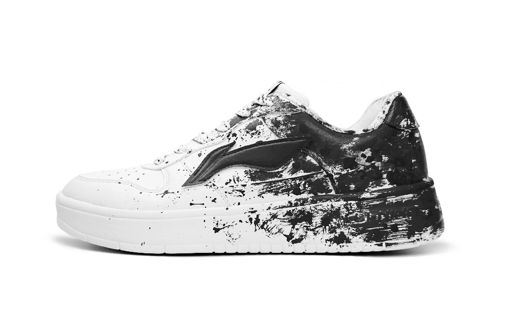 LiNing Anti-Slip Wear-Resistant Low-Top Skateboard Shoes Men's Black White