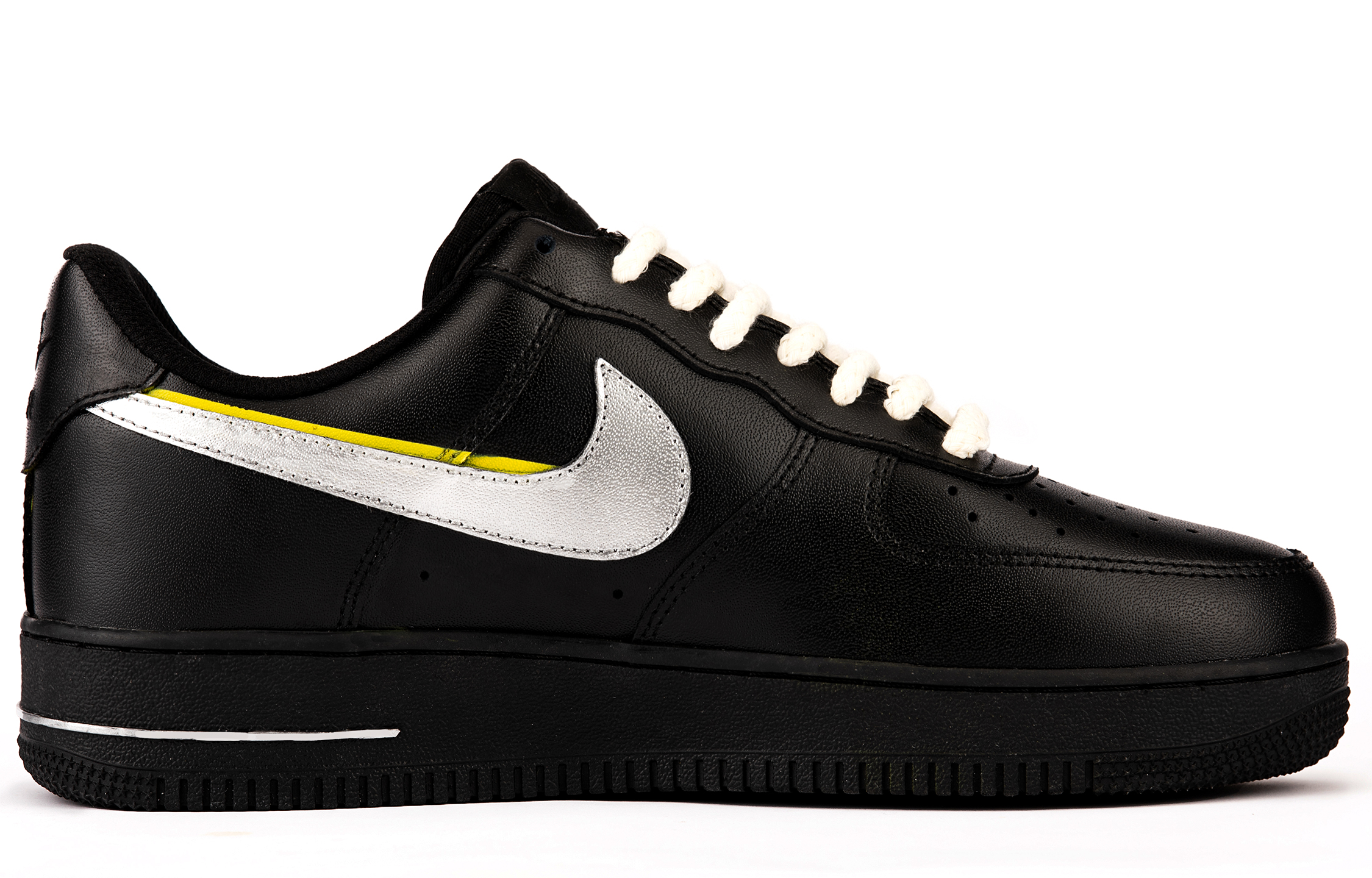 Nike Air Force 1 Abrasion Resistant Height Increasing Low Top Skateboard Shoes Men's Black Silver купить в интернет-магазине Yoocart с быстрой доставкой по России.