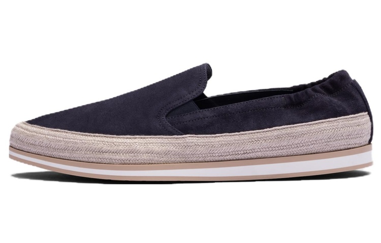 PRADA Raffia-embellished Suede Loafers