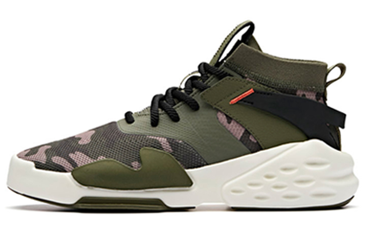 Anta Wear-Resistant Slip-Resistant Mid-Top Skateboard Shoes Men's Green Black White