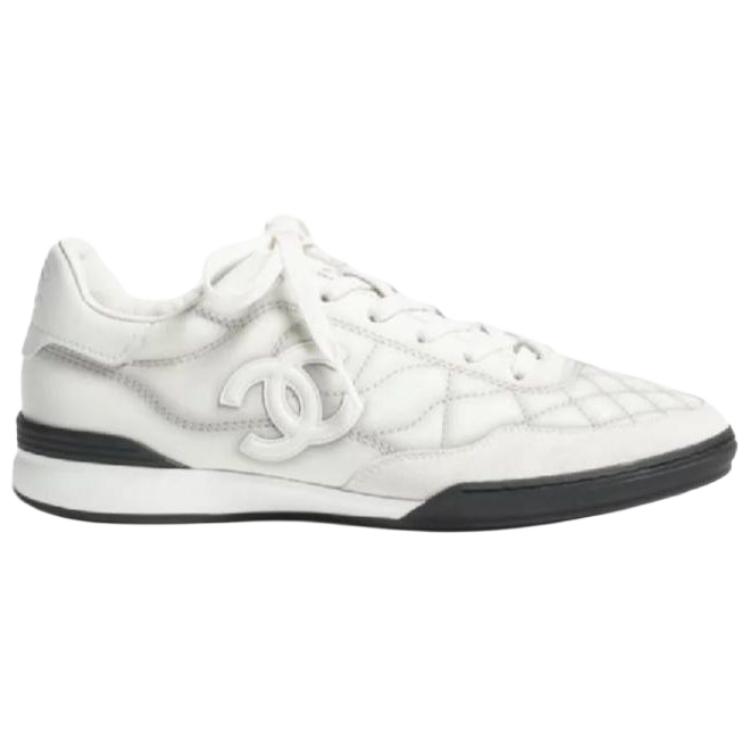 CHANEL 25B Low Top Casual Shoes Women's Gray White