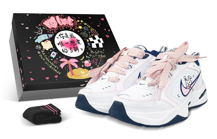 Nike Air Monarch 4 Slip-Resistant Low-Top Chunky Sneakers Unisex White Pink
