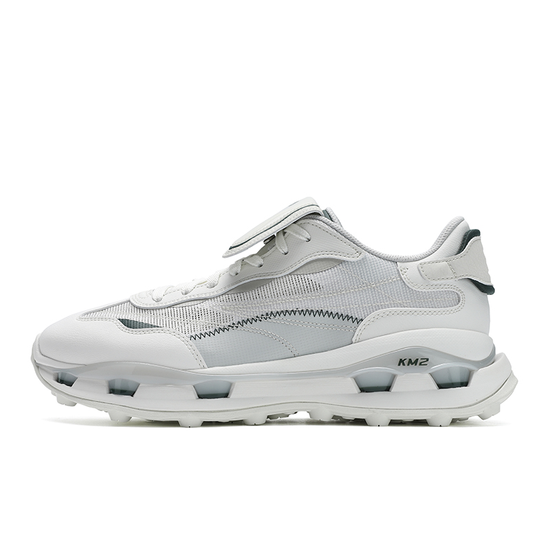 FILA KM2 Cushioning And Breathable Low Top Casual Shoes Men's White Gray