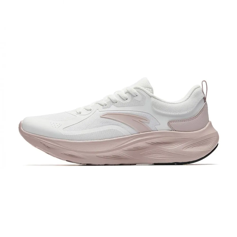 Anta Dust Free Rebound Height Increase Lightweight Breathable Low top Casual Running Shoes Women's White Pink