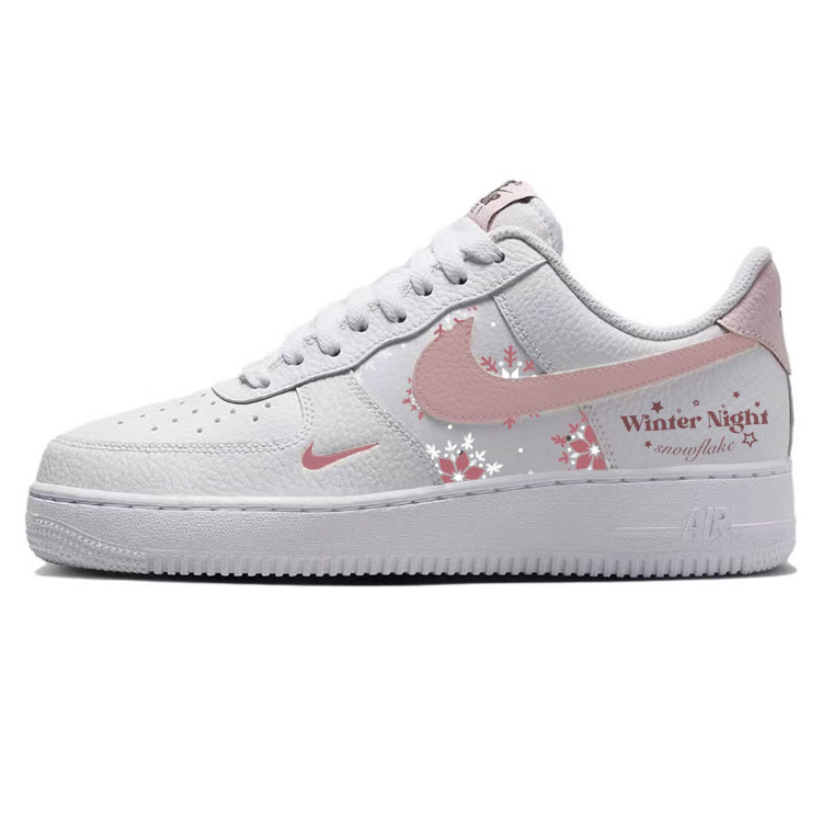 Nike Air Force 1 Anti-Slip Wear-Resistant Low-Top Skateboard Shoes Women's White Pink