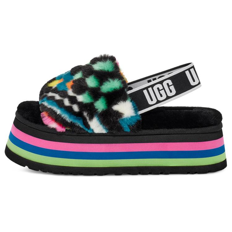 UGG DISCO Checks Slide Fashion Slippers Women's Black