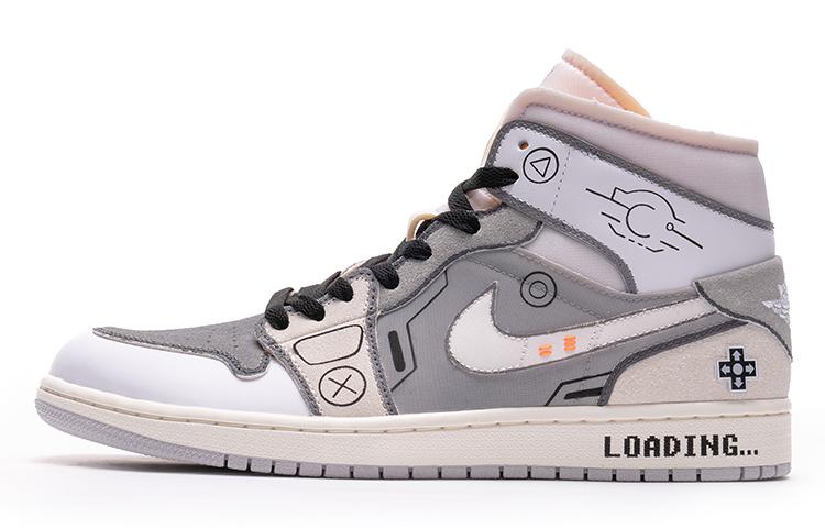 Jordan Air Jordan 1 Mid Mid-Top Vintage Basketball Shoes Men's Black White Gray