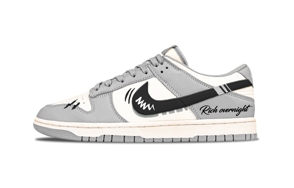Nike Dunk Deeply In Love Blooming Season Abrasion Resistant Low Top Skateboard Shoes Men's Gray White Black