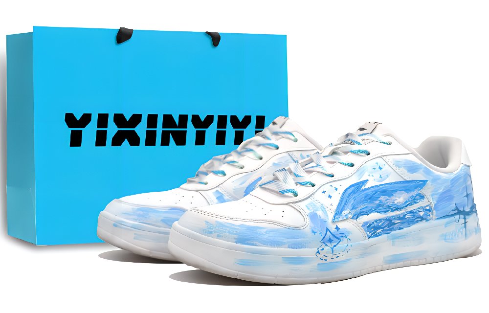 LiNing Pontoon Boats Slip Resistant, Abrasion Resistant, Breathable Low Top Skateboard Shoes Unisex Snow Crystal Blue
