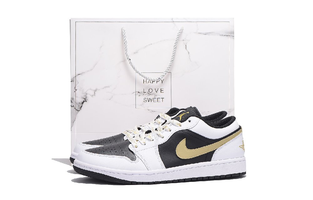 Jordan Air Jordan 1 Anti-Slip And Wear-Resistant Coverage Low-Top Vintage Basketball Shoes Unisex White Black