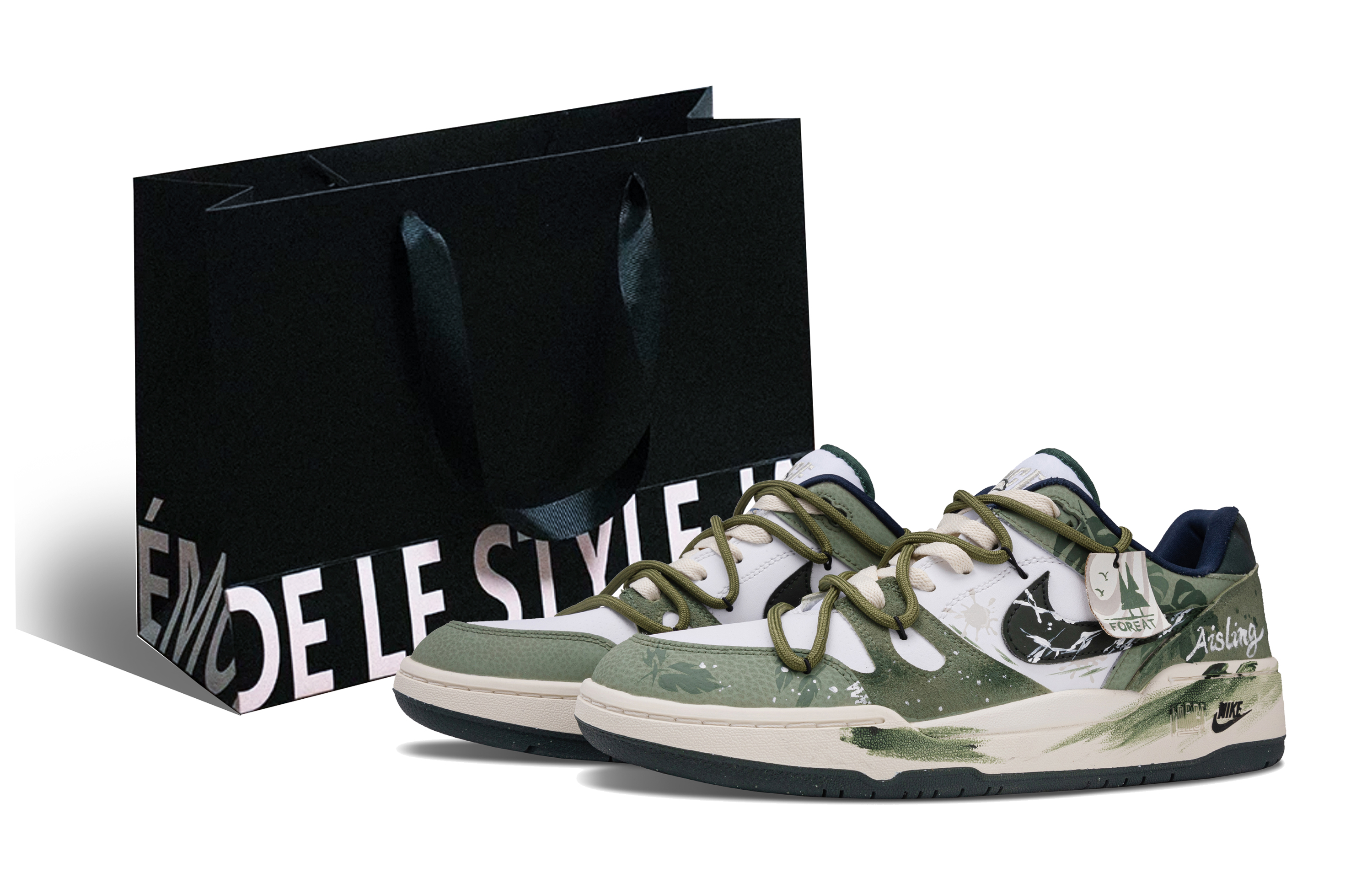 Nike Full Force Mist Forest Low top Skateboard Shoes Men's Green White