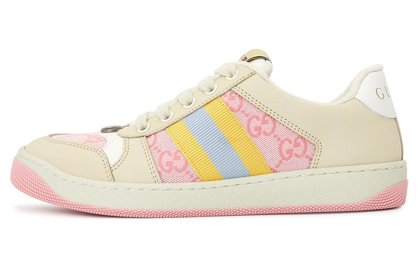 GUCCI Screener Distressed Shoes Stylish Skateboarding Shoes Women's Beige