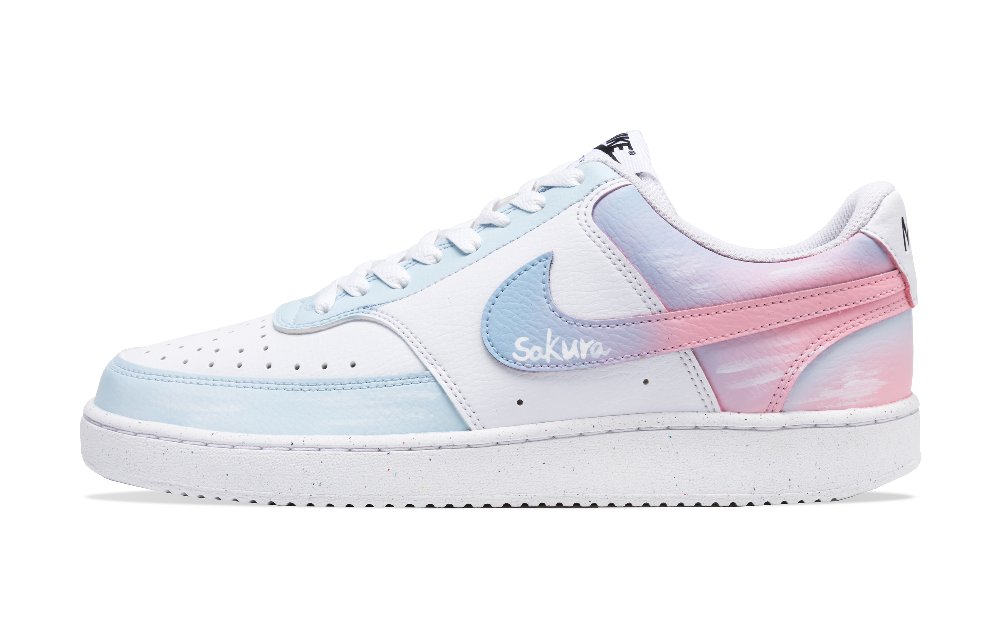 Nike Court Vision 1 Gradient Rainbow Anti-Slip Wear-Resistant Low-Top Skateboard Shoes Men's Blue Pink