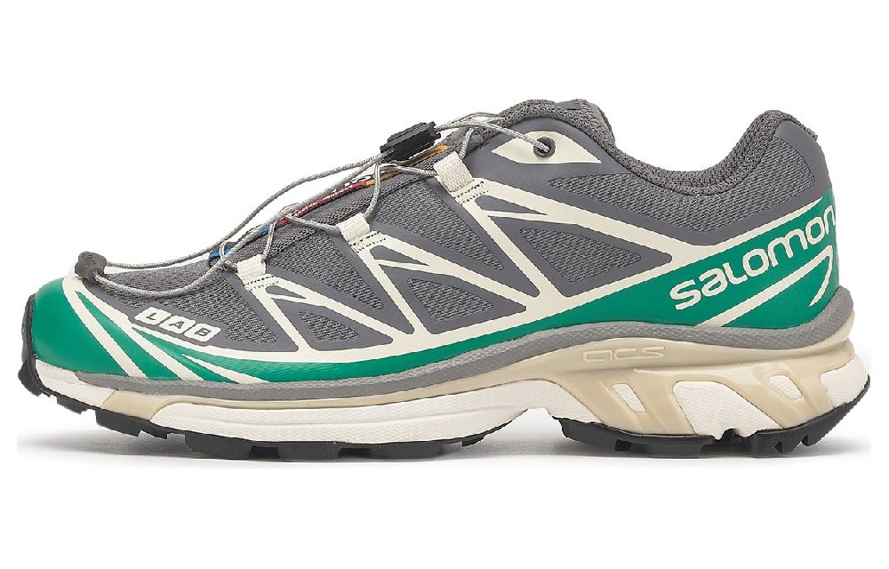 SALOMON XT 6 Shock Absorbers Slip Resistant Abrasion Resistant Low Top Hiking Shoes Unisex Gray Green