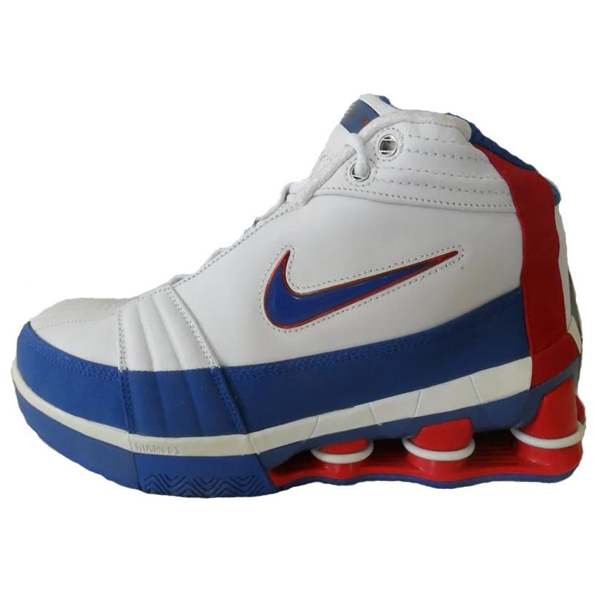 Nike Shox Vc Iv Shock Absorbers Slip Resistant Abrasion Resistant High top Basketball Shoes Men's White Blue Red