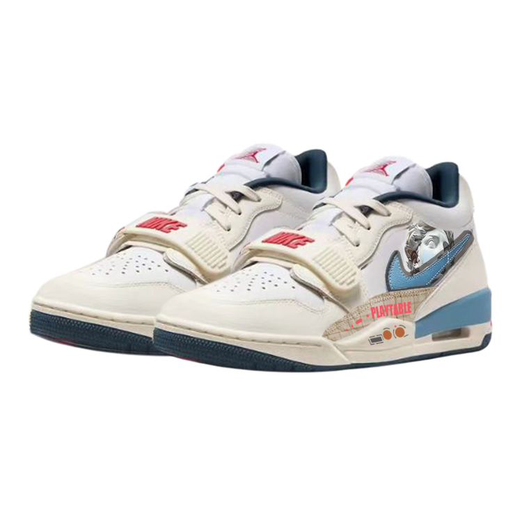 Jordan Legacy 312 Wear-Resistant Breathable Slip-Resistant Low-Top Vintage Basketball Shoes Unisex White Blue купить в интернет-магазине Yoocart с быстрой доставкой по России.