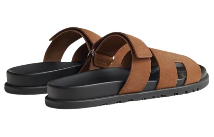 HERMES Chypre Rubber Sole Slide Slippers Men's Umber