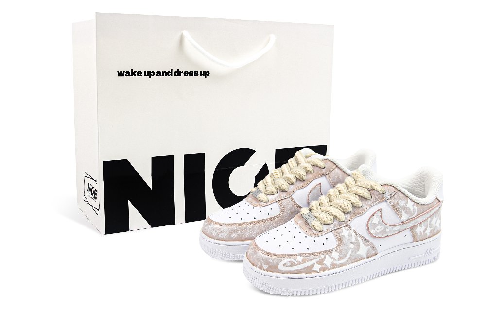 Nike Air Force 1 Abrasion Resistant Low Top Skateboard Shoes Unisex Rose Gold
