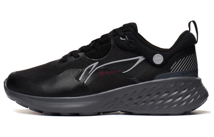 LiNing Soft Element Slip Resistant, Abrasion Resistant, Breathable Low Top Sports Casual Shoes Men's Black