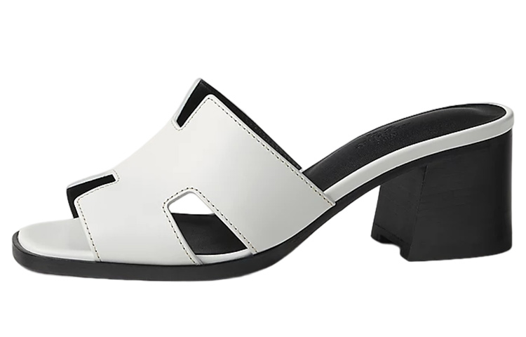 HERMES Helia Slide Slippers 6cm Women's White