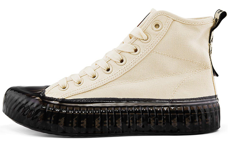 Kappa Anti-Slip Wear-Resistant High-Top Canvas Shoes Unisex White Black