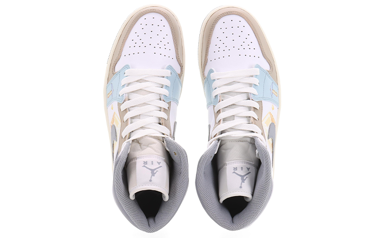 Jordan Air Jordan 1 Mid Abrasion-Resistant High-Top Vintage Basketball Shoes Men's White Gray купить в интернет-магазине Yoocart с быстрой доставкой по России.