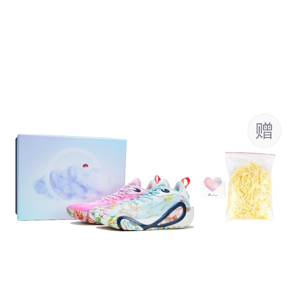 LiNing DLO1 Cushioning, Wear Resistant Low Top Basketball Shoes Men's Blue Pink Mismatched