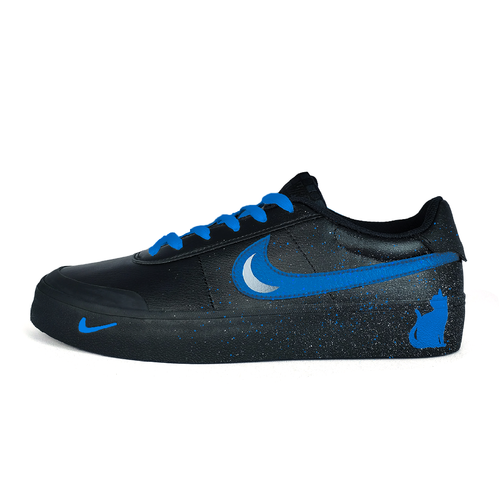 Nike Court Shot Blue Crystal Eyes Anti Slip Wear Resistant Low Top Skateboard Shoes Men's Black Blue