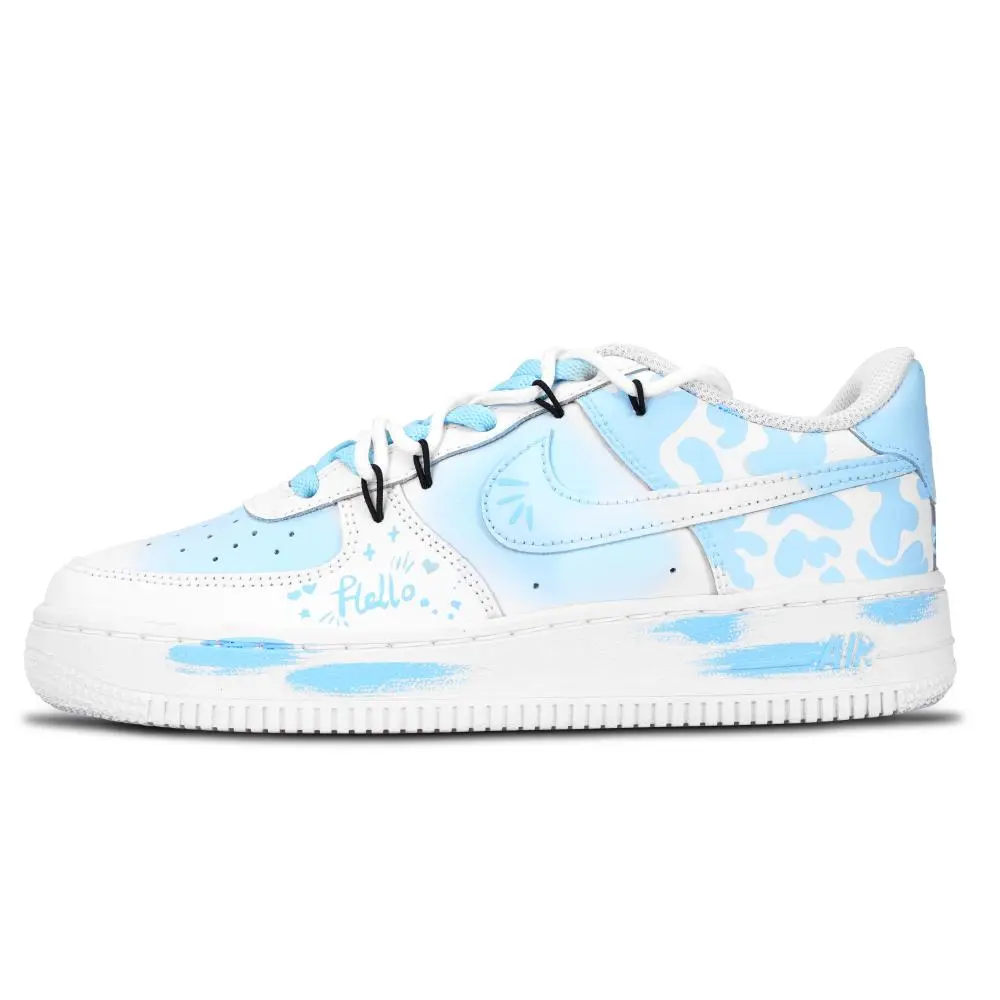 Nike Air Force 1 Textile Arts Abrasion Resistant Low top Skateboard Shoes Unisex Blue