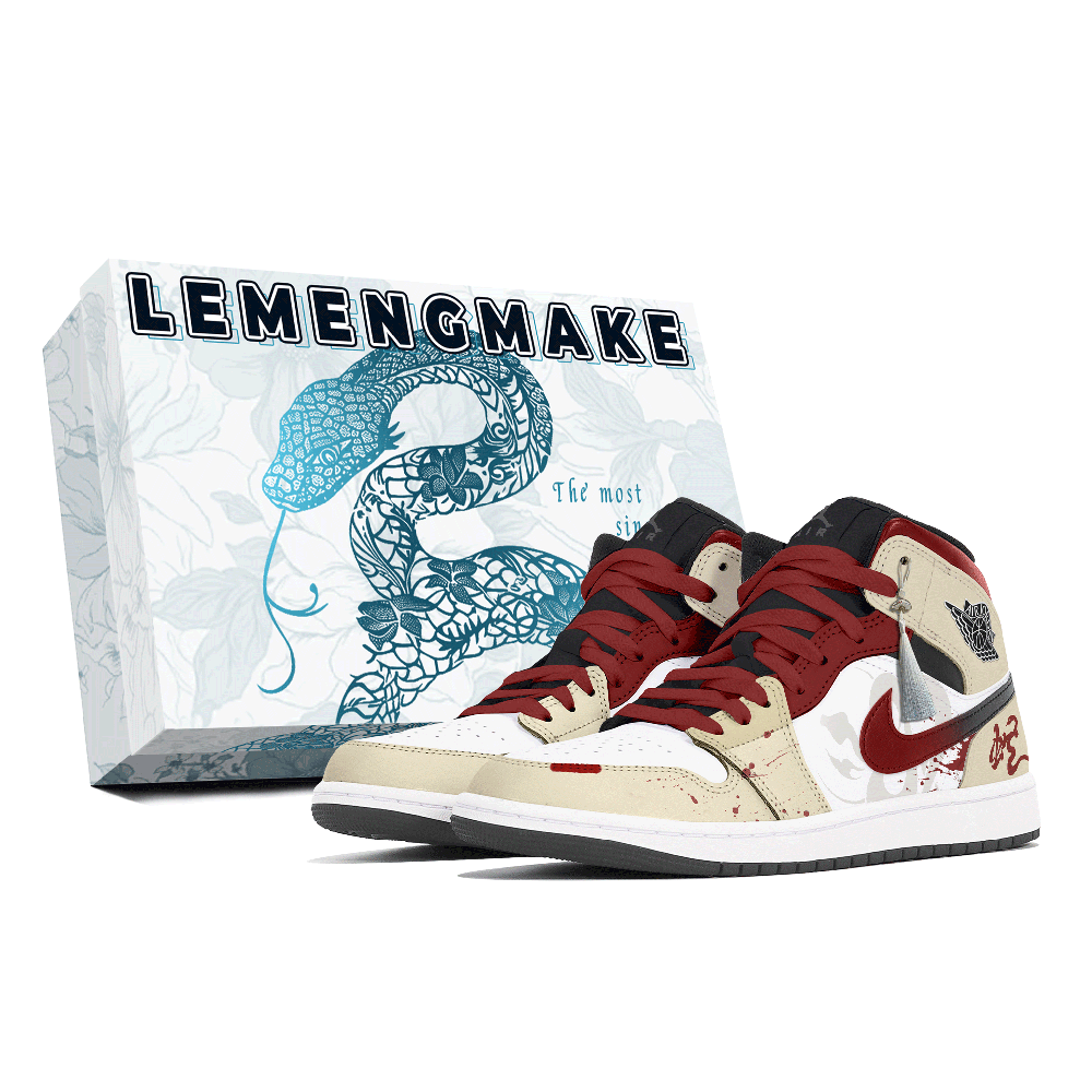 Jordan Air Jordan 1 Joy Lemon Abrasion-Resistant Mid-Top Vintage Basketball Shoes Unisex Ecru