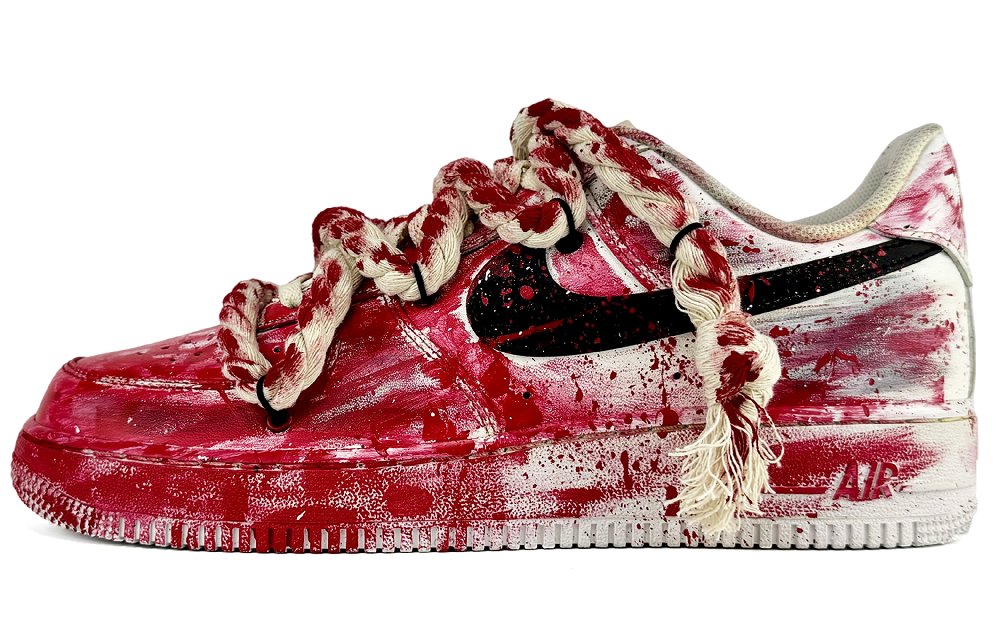 Nike Air Force 1 SuiXin Size 7 Case Scene Coverage Wear-Resistant Low-Top Skateboard Shoes Unisex White Red
