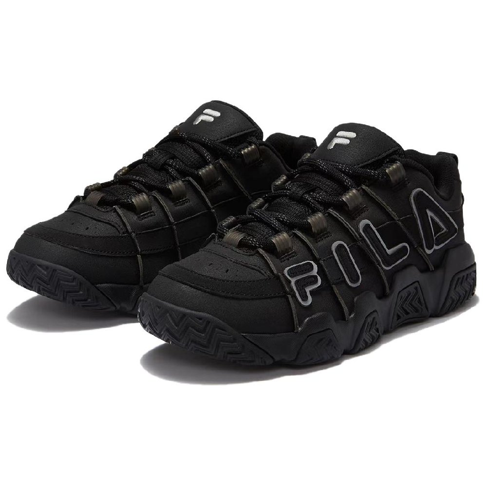 FILA FUSION BARRICADE Puffy Shoes Anti-Slip Wear-Resistant Low-Top Vintage Basketball Shoes Men's Black