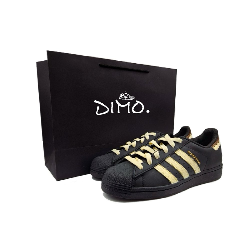 Adidas Originals SUPERSTAR Caramel Milkshake Anti-Slip Wear-Resistant Low-Top Skateboard Shoes Unisex Black Yellow