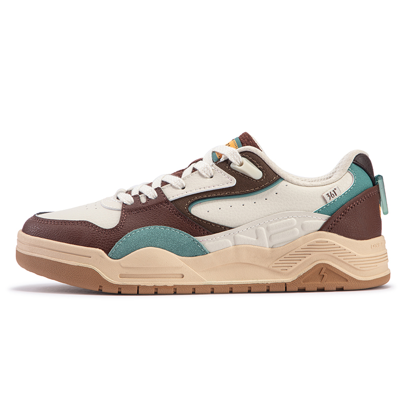 361° Xingran Anti Slip Wear Resistant Low Top Skateboard Shoes Women's White/Brown/Blue