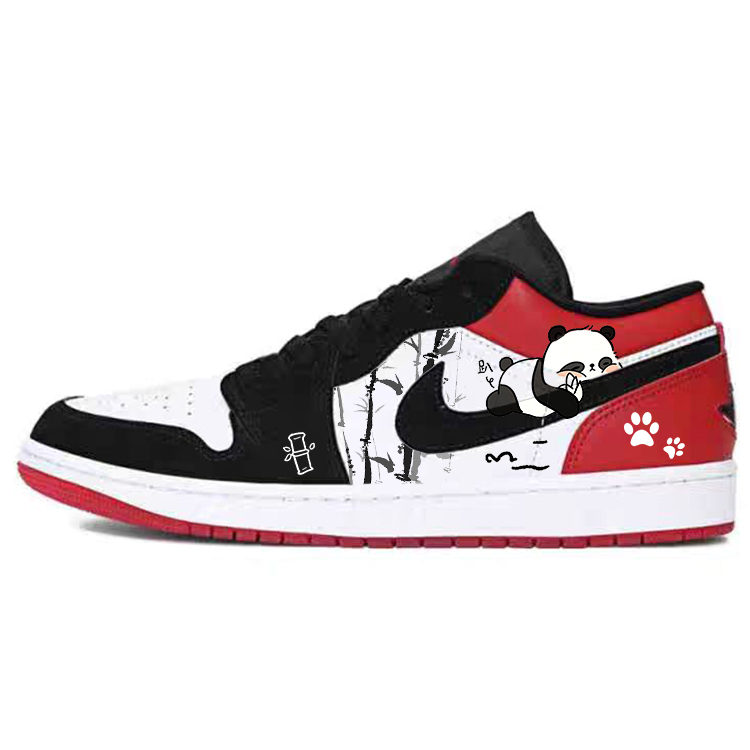 Jordan Air Jordan 1 Low Top Vintage Basketball Shoes Unisex Black Red