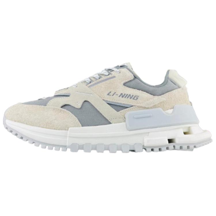 LiNing 001 Abrasion Resistant Low Top Casual Shoes Men's Beige Gray